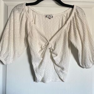 Poof! White Textured Women's Blouse